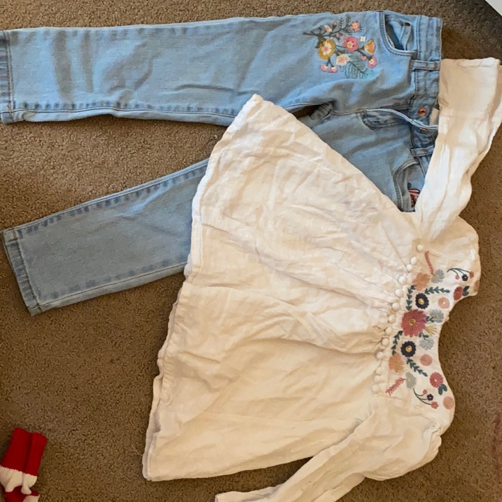 Floral jeans and floral top